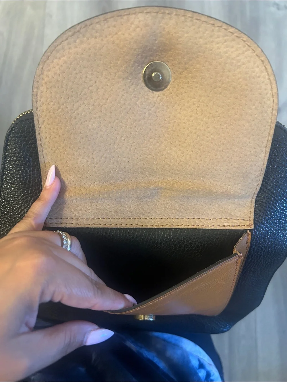Divina Firenze Two-Tone Leather Backpack in Black & Tan